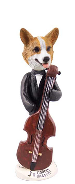 Dog Lover Hand-painted Figurine - Welsh Corgi Pembroke Bassist Doogie Collectible From Conversation Concepts