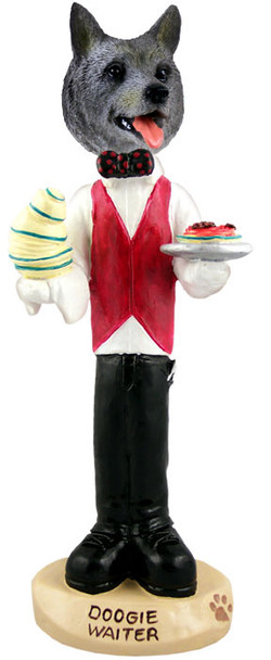 Dog Lover Hand-painted Figurine - Norwegian Elkhound Waiter Doogie Collectible From Conversation Concepts