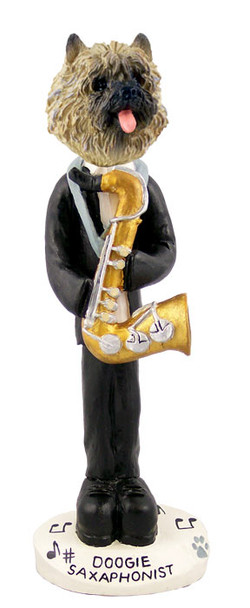 Dog Lover Hand-painted Figurine - Cairn Terrier Red Saxophonist Doogie Collectible From Conversation Concepts