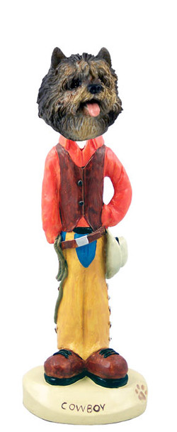 Dog Lover Hand-painted Figurine - Cairn Terrier Brindle Cowboy Doogie Collectible From Conversation Concepts