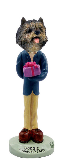 Dog Lover Hand-painted Figurine - Cairn Terrier Brindle Anniversary Doogie Collectible From Conversation Concepts