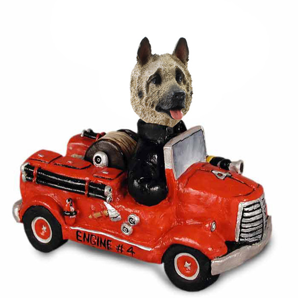 Dog Lover Hand-painted Figurine - Akita Fawn Fire Engine Doogie Collectible From Conversation Concepts