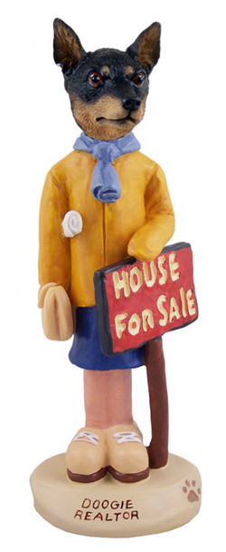 Dog Lover Doogie Collectible Figurine - Miniature Pinscher Tan And Black Realtor (female) From Conversation Concepts
