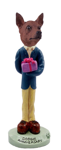 Dog Lover Hand-painted Figurine - Miniature Pinscher Red & Brown Anniversary Doogie Collectible From Conversation Concepts