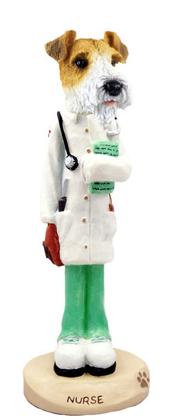 Dog Lover Hand-painted Figurine - Wire Fox Terrier Red Nurse Doogie Collectible From Conversation Concepts
