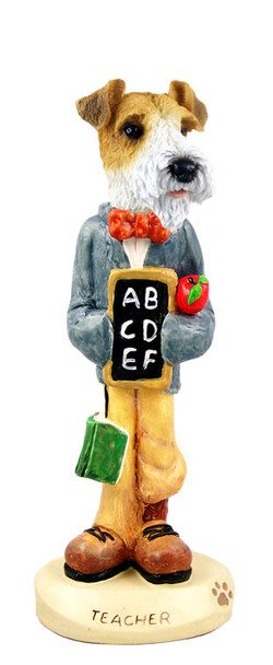 Dog Lover Hand-painted Figurine - Wire Fox Terrier Red Teacher Doogie Collectible From Conversation Concepts