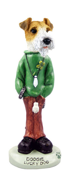 Dog Lover Hand-painted Figurine - Wire Fox Terrier Red Lucky Dog Doogie Collectible From Conversation Concepts