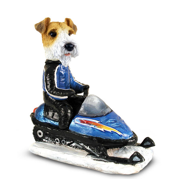 Dog Lover Hand-painted Figurine - Wire Fox Terrier Red Snowmobile Doogie Collectible From Conversation Concepts
