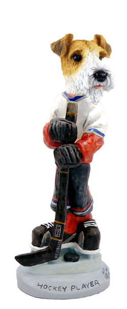 Dog Lover Hand-painted Figurine - Wire Fox Terrier Red Hockey Player Doogie Collectible From Conversation Concepts