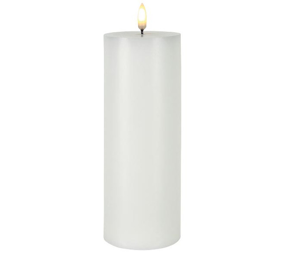 Patria 3D Flame LED White Pillar Candle - 8 Inch - Battery Operated