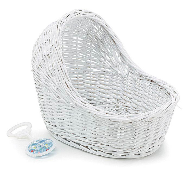 White Gloss Willow Wicker Baby Gift Bassinet from Burton & Burton