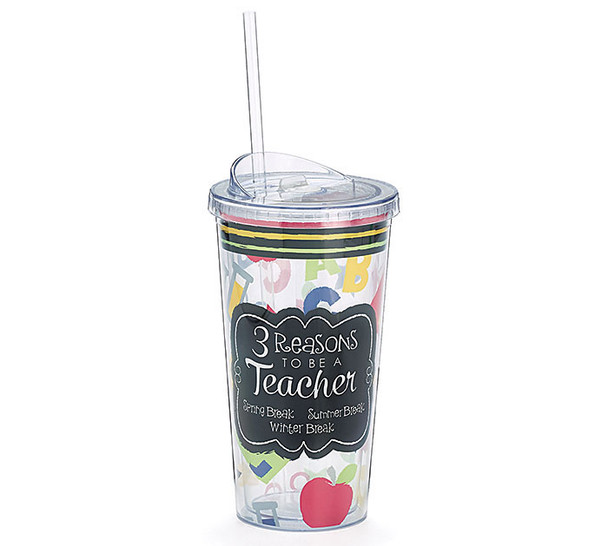 Clear Insulated Acrylic Travel Cup - 3 Reasons To Be A Teacher 20 Oz from Burton & Burton