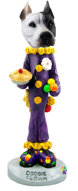 Dog Lover Hand-painted Figurine - Pit Bull White Clown Doogie Collectible From Conversation Concepts