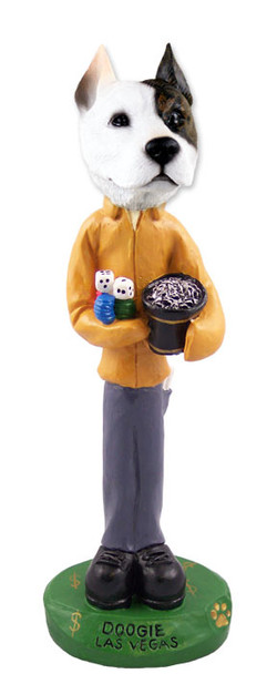 Dog Lover Hand-painted Figurine - Pit Bull Terrier Las Vegas Doogie Collectible From Conversation Concepts