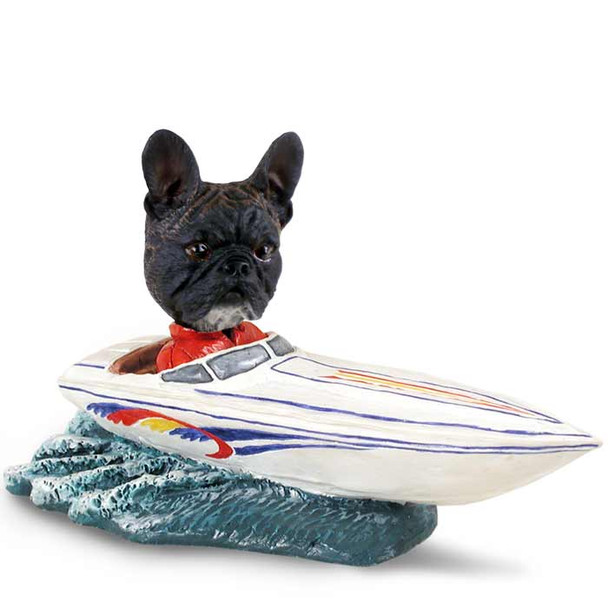 Dog Lover Hand-painted Figurine - French Bulldog Motorboat Doogie Collectible From Conversation Concepts