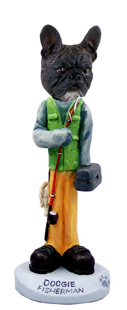 Dog Lover Hand-painted Figurine - French Bulldog Fisherman Doogie Collectible From Conversation Concepts