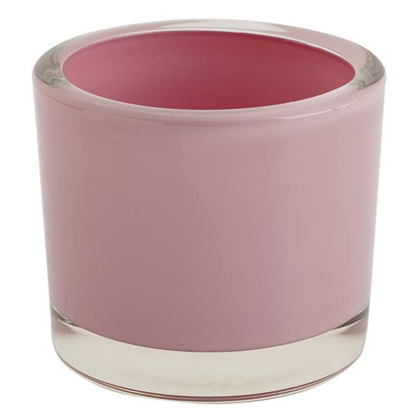 Frosted Pink Glass Candle Holder - Heavy Duty Glass - 3.5 Inch from Design Imports