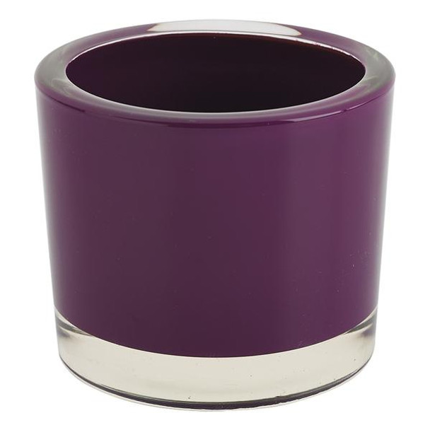 Heavy Duty Glass Candle Holder - Plum Colored 3.5 Inch x 3 Inch from Design Imports