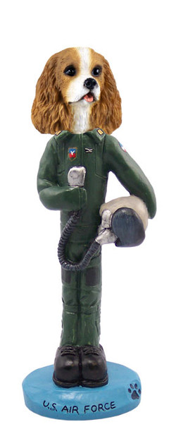 Dog Lover Doogie Collectible Figurine - Cavalier King Charles Spaniel Brown & White U.s. Air Force From Conversation Concepts