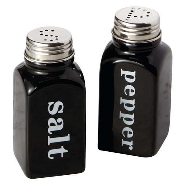 Black Ceramic Salt & Pepper Shaker Set from Design Imports