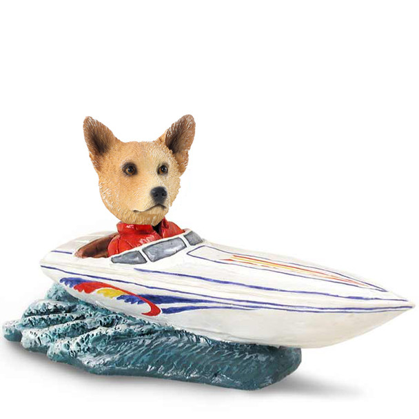 Dog Lover Hand-painted Figurine - Australian Cattle Dog, Red Motorboat Doogie Collectible From Conversation Concepts