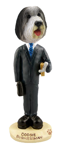 Dog Lover Hand-painted Figurine - Bearded Collie Businessman Doogie Collectible From Conversation Concepts