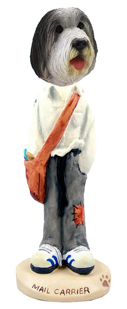Dog Lover Hand-painted Figurine - Bearded Collie Mail Carrier Doogie Collectible From Conversation Concepts