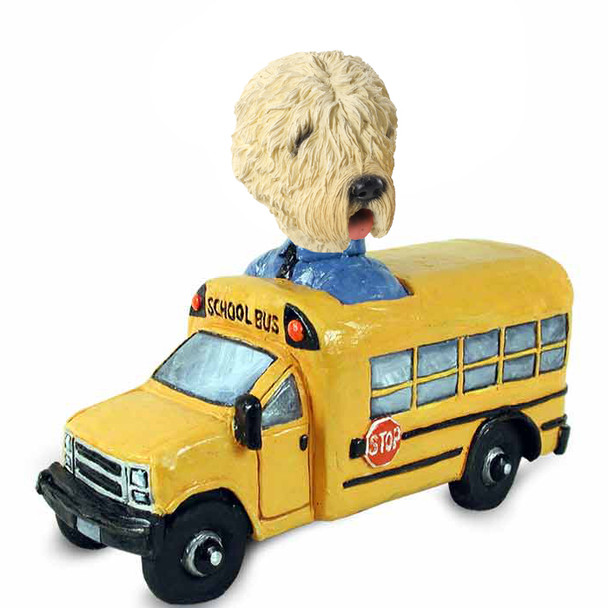 Dog Lover Hand-painted Figurine - Soft Coated Wheaten Terrier School Bus Doogie Collectible From Conversation Concepts
