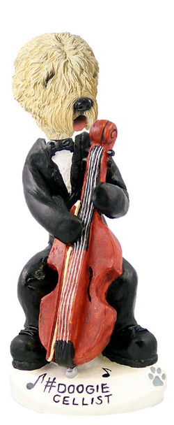 Dog Lover Hand-painted Figurine - Soft Coated Wheaten Terrier Cellist Doogie Collectible From Conversation Concepts
