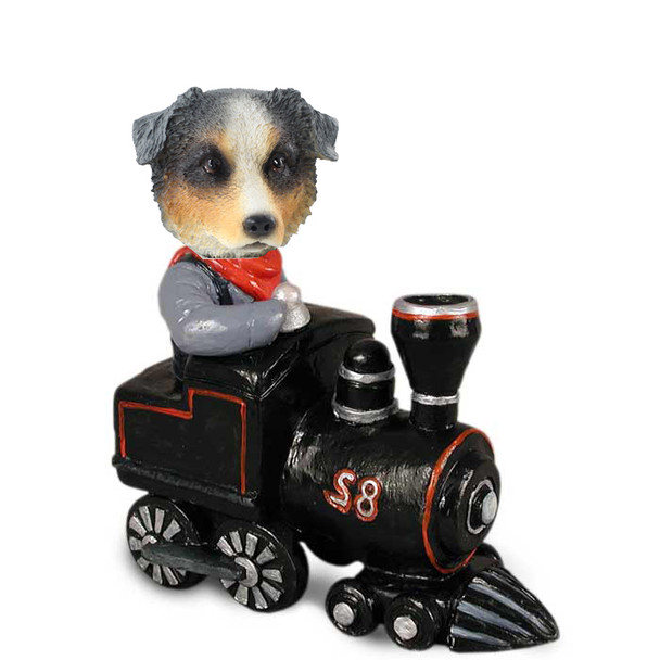 Dog Lover Hand-painted Figurine - Australian Shepherd, Blue Train Doogie Collectible From Conversation Concepts
