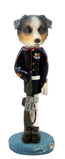 Dog Lover Hand-painted Figurine - Australian Shepherd, Blue U.s. Marines Doogie Collectible From Conversation Concepts