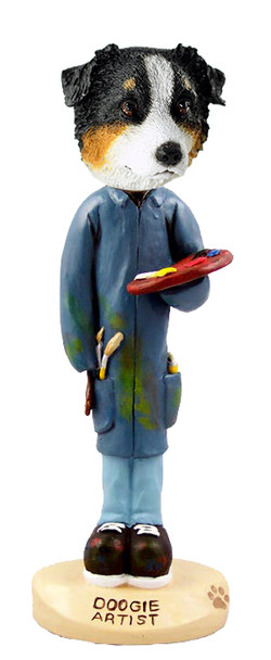 Dog Lover Hand-painted Figurine - Australian Shepherd Tricolor Artist Doogie Collectible From Conversation Concepts