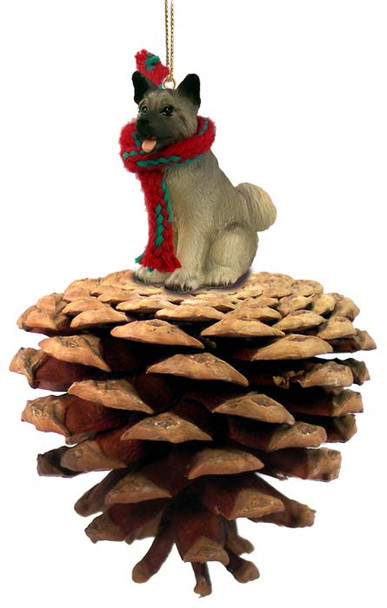 Dog Lover Hand Painted Pinecone Hanging Ornament - Akita Gray From Conversation Concepts