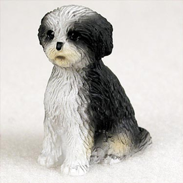 Dog Lover Hand-painted Figurine - Shih Tzu Black & White W/sport Cut Tiny One From Conversation Concepts