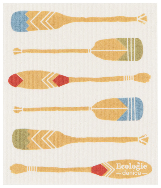 Canoe Paddle Design Compostable Swedish Sponge Dishcloth 8 Inch by Ecologie from Now Designs