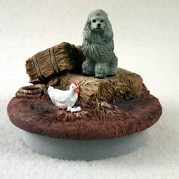Dog Lover Decorative Candle Lid Topper - Poodle Gray Tiny One "a Day On The Farm" From Conversation Concepts