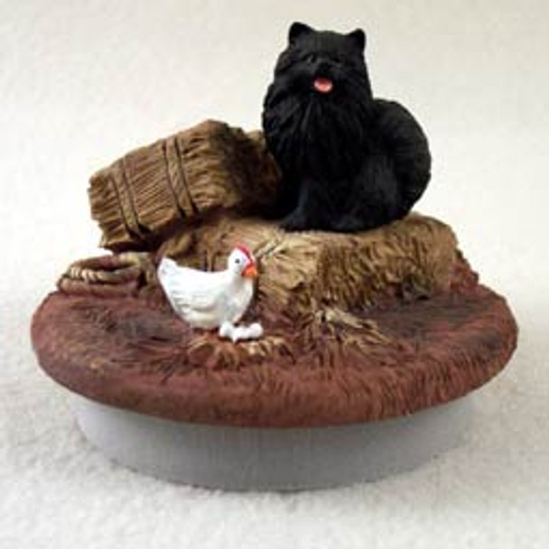 Dog Lover Decorative Candle Lid Topper - Pomeranian Black Tiny One "a Day On The Farm" From Conversation Concepts