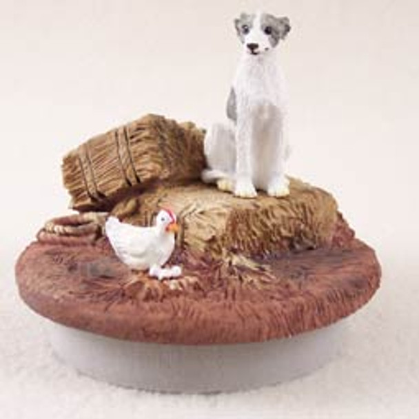 Dog Lover Decorative Candle Lid Topper - Whippet Gray & White Tiny One "a Day On The Farm" From Conversation Concepts