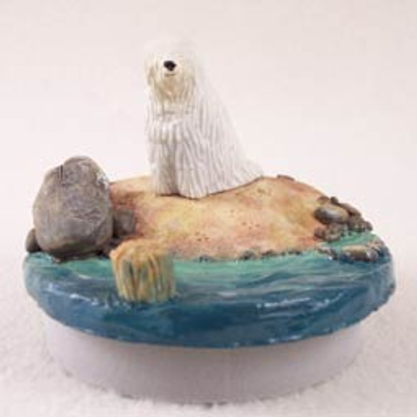 Dog Lover Decorative Candle Lid Topper - Komondor Tiny One "a Day On The Beach" From Conversation Concepts