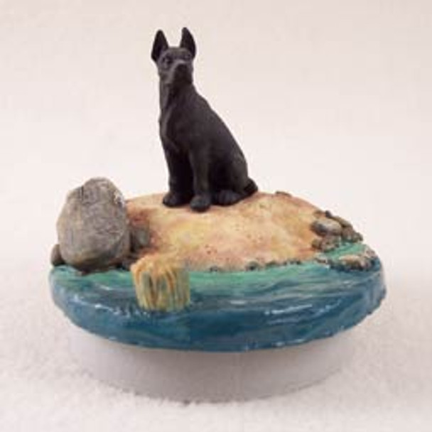Dog Lover Decorative Candle Lid Topper - Great Dane Black Tiny One "a Day On The Beach" From Conversation Concepts