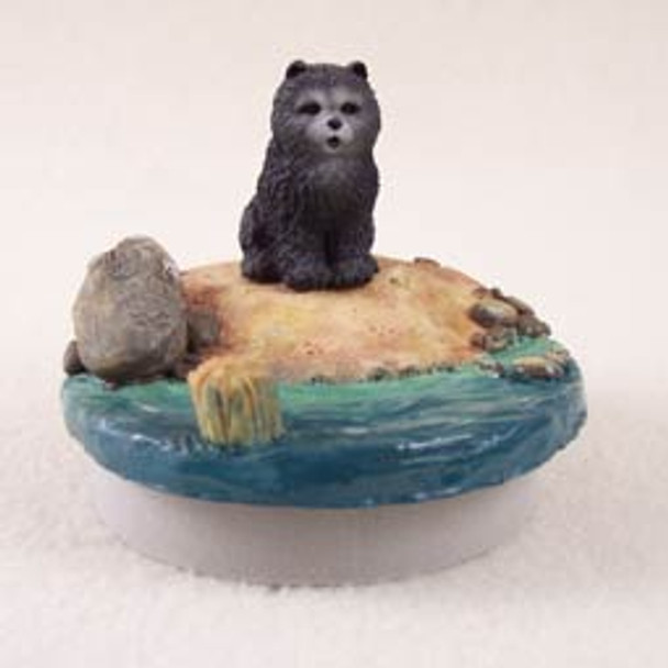 Dog Lover Decorative Candle Lid Topper - Chow Blue Tiny One "a Day On The Beach" From Conversation Concepts
