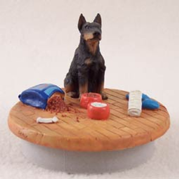 Dog Lover Decorative Candle Lid Topper - Doberman Pinscher Black W/cropped Ears Tiny One "a Day At Home" From Conversation Concepts