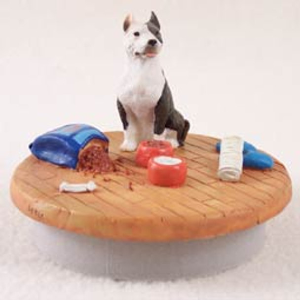 Dog Lover Decorative Candle Lid Topper - Pit Bull Terrier Brindle Tiny One "a Day At Home" From Conversation Concepts