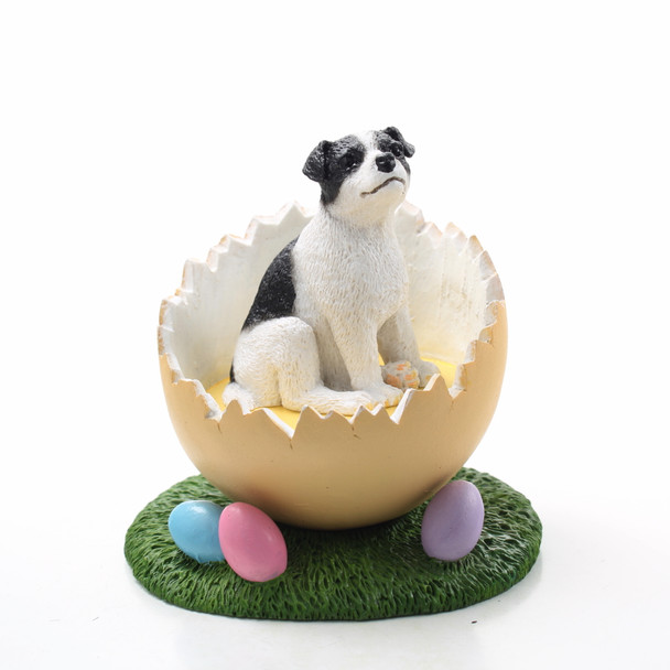 Dog Lover Hand-painted Figurine - Jack Russell Terrier Black & White W/smooth Coat Easter Egg From Conversation Concepts