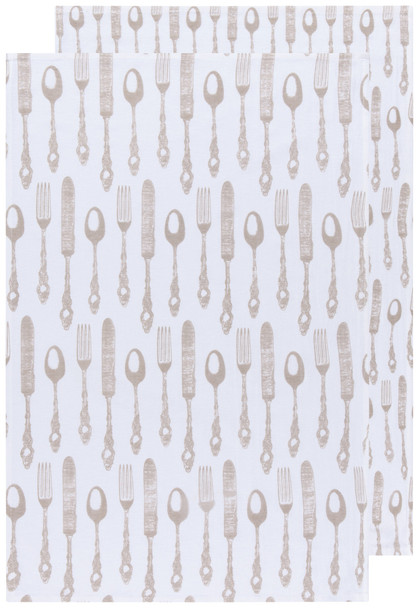 Set of 2 Cotton Kitchen Floursack Dish Towels - Cutlery Print Design 20x30 from Now Designs
