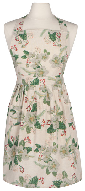 Farmhouse Style Winterblossom Classic Floral Print Design Cotton Kitchen Apron from Now Designs