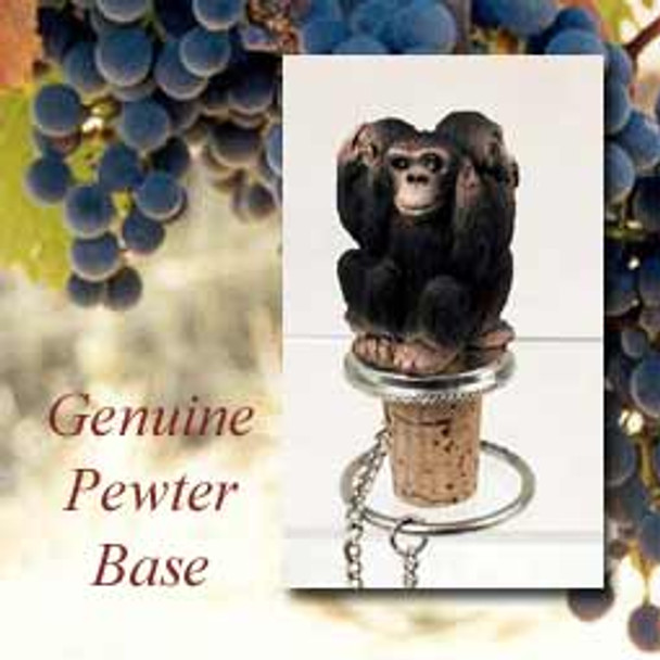Hand Painted Animal Wine Bottle Stopper - Three Monkeys From Conversation Concepts