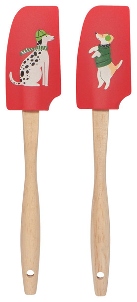 Set of 2 Yule Dogs Red Mini Silicone Spatulas 7 Inch by Danica Jubilee from Now Designs