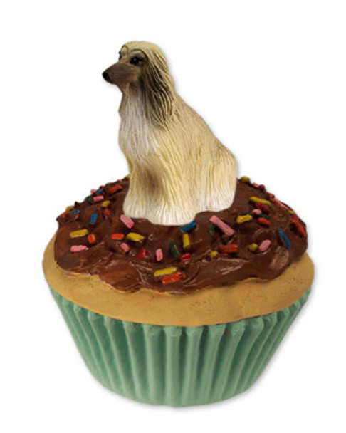 Dog Lover Hand Painted Pupcake Trinket Box - Afghan Tan & White From Conversation Concepts