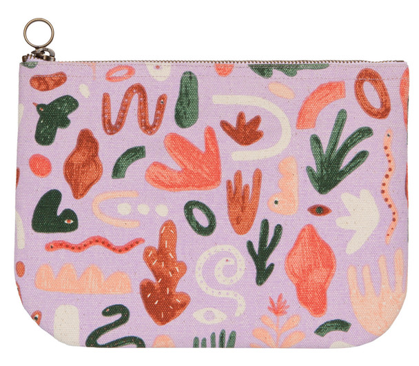 Curio Matisse Inspired Shapes Lavender Cotton Zipper Pouch Handbag 7.5 Inch by Danica Studio from Now Designs